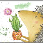 Ein lieber Gruß (Igel mit Kaktus)  – Taurus Kunstkarten