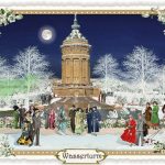 STÄDTE-POSTKARTE, WEIHNACHTEN – WASSERTURM, MANNHEIM (QUER) – Edition Tausendschön PK876